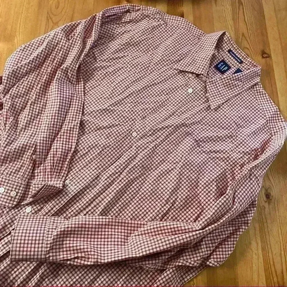 Gap Classic Oxford button down Shirt red gingham men’s XL - Picture 4 of 8